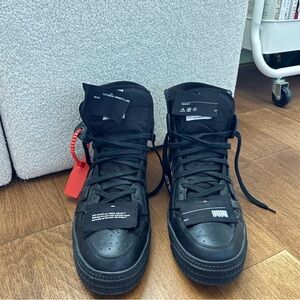 Off-White Black Court 3.0 High-Top Sneakers with Orange Tag